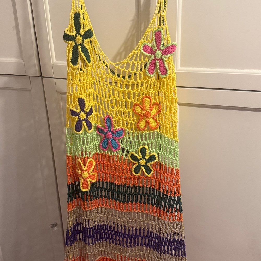 NWT Fashion Nova Naomi Multicolor Crochet Maxi Dress 2X - Picture 3 of 6